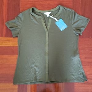 Green knit button-up top sz XL or 16/18